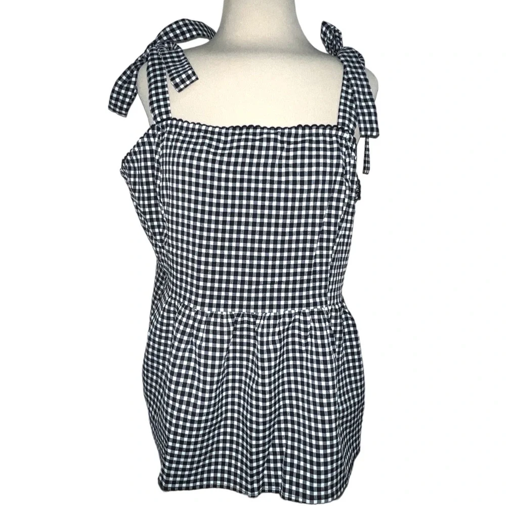 Skies are Blue Gingham Flowy Blouse - Picture 1 of 8